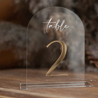 Arched Table Numbers- Clear and Gold