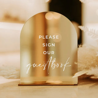 Guestbook, Gifts and In Loving Memory signs- Gold Mirror